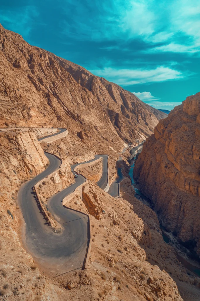 winding road through Dades Gorge canyon southern Morocco